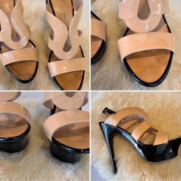 Vintage Giuseppe Zanotti Platform Patent Leather Black and Nude Stiletto Heels - Picture 11 of 16